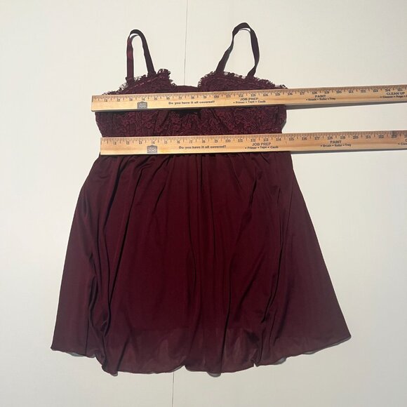 Torrid Burgundy Lingerie Babydoll Sleepwear Sexy Romance Vamp Size 1 - Picture 5 of 8